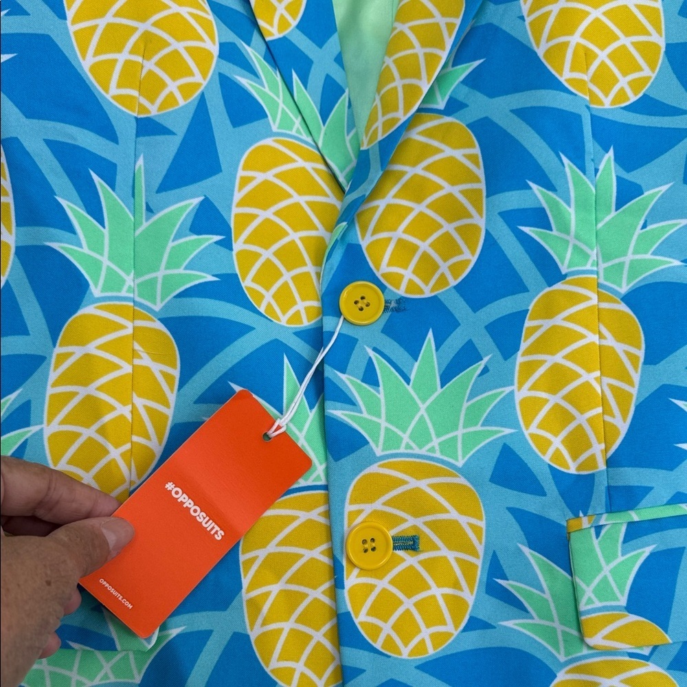 New OppoSuits Pineapple Print Blazer - Blue and Yellow - Picture 12 of 14